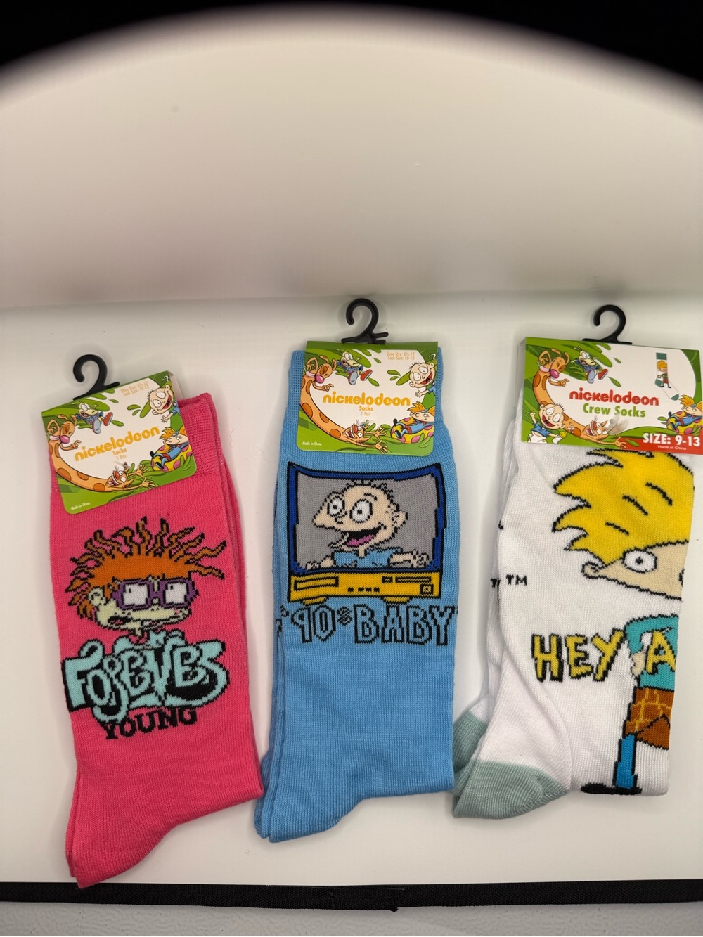Nickelodeon Rugrats Character Hey Arnold! Crew Sock lot-Pink, Blue, White